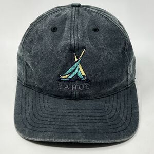 Vintage Lake Tahoe Hat Baseball Cap California Nevada Sailing Boat Snapback Gray